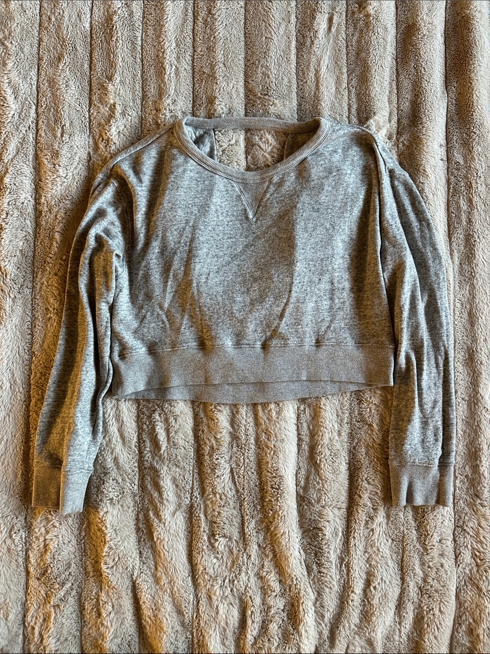 BCBGMaxAzria Gray Cropped Cowl Back Crewneck Sweatshirt